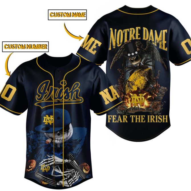 Custom Notre Dame Irish Baseball Jersey - Personalize Your Name & Number - Fear The Irish Design