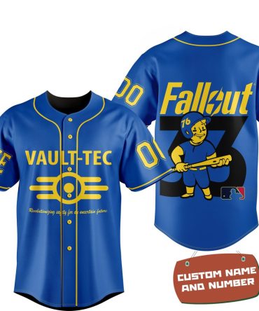 Custom Fallout Baseball Jersey - Vault-Tec Design - Personalized Name & Number - Perfect Gift For Gamers!