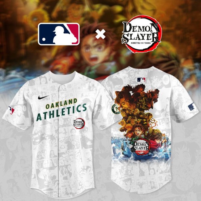 Demon Slayer X Mlb Oakland Athletics Anime Baseball Jersey - Limited Edition