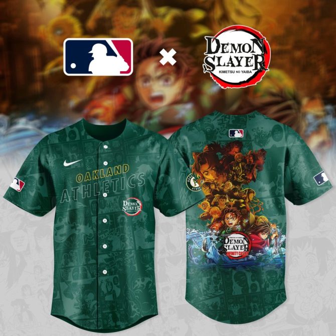 Exclusive Mlb X Demon Slayer Oakland Athletics Jersey – Limited Edition Fan Gear