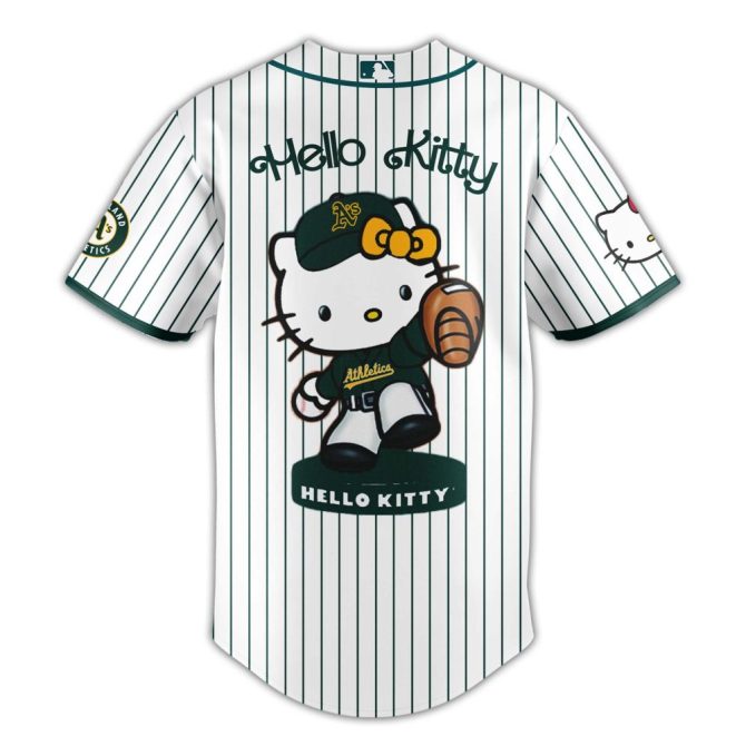 Hello Kitty X A'S Limited Edition Baseball Jersey & Cap Set - Perfect Gift! - Image 2