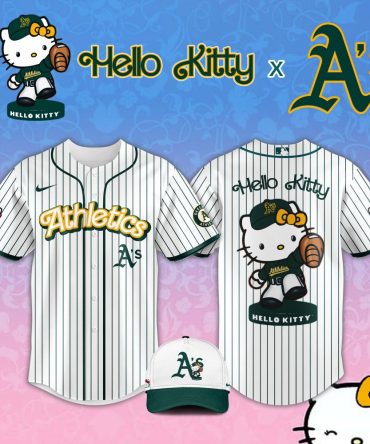 Hello Kitty X A'S Limited Edition Baseball Jersey & Cap Set - Perfect Gift!