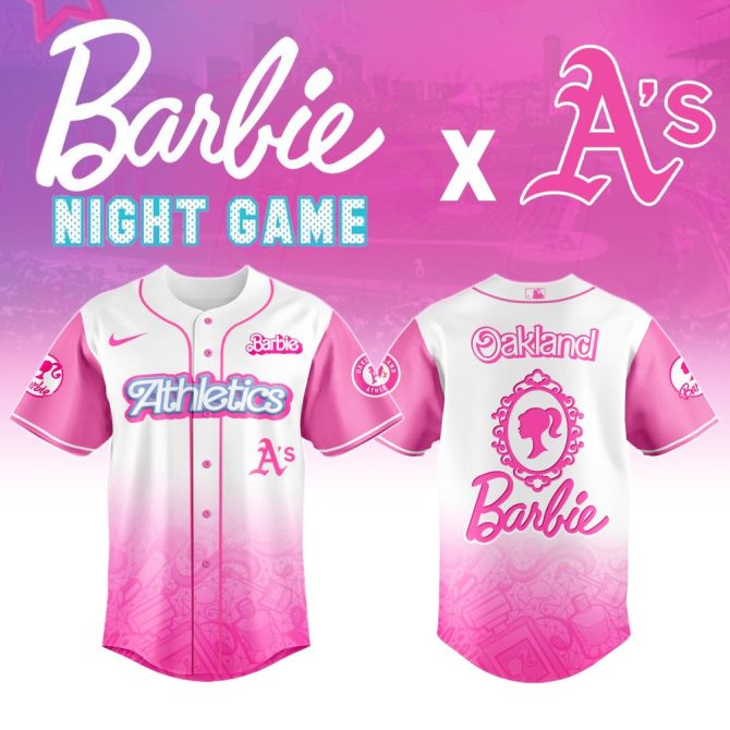 Limited Edition Barbie X Athletics Pink Baseball Jersey – Perfect For Fans & Collectors!
