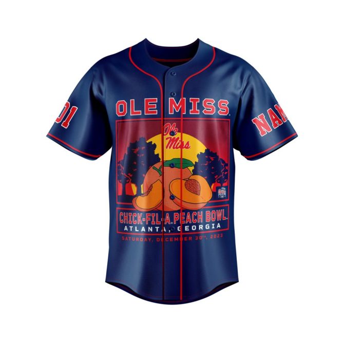 Custom Ole Miss Jersey - Peach Bowl Design , Personalize Name & Number , Perfect Gift! - Image 2