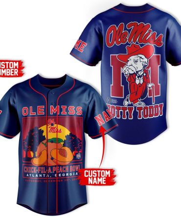 Custom Ole Miss Jersey - Peach Bowl Design , Personalize Name & Number , Perfect Gift!