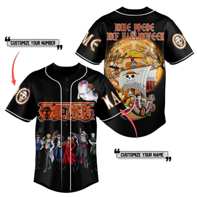 Custom One Piece Halloween Baseball Jersey - Personalized Name & Number