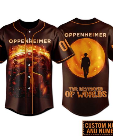 Custom Oppenheimer Baseball Jersey - The Destroyer Of Worlds Design, Personalized Name & Number