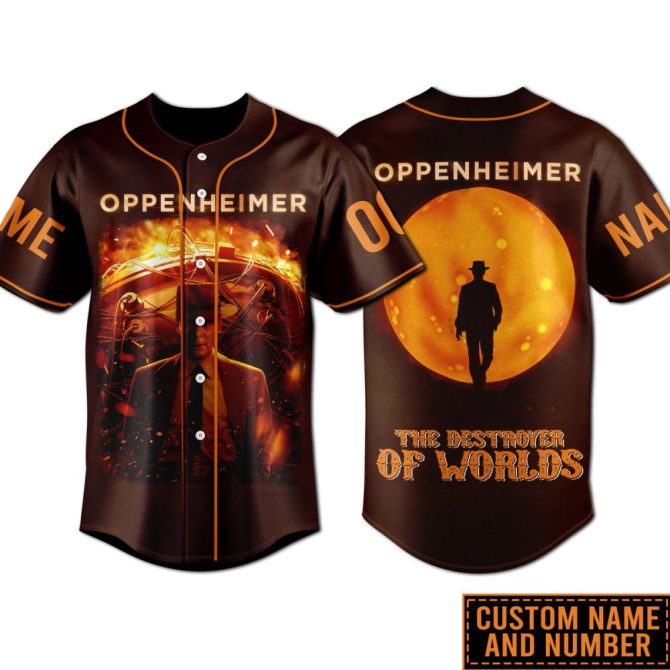 Custom Oppenheimer Baseball Jersey - The Destroyer Of Worlds Design, Personalized Name & Number