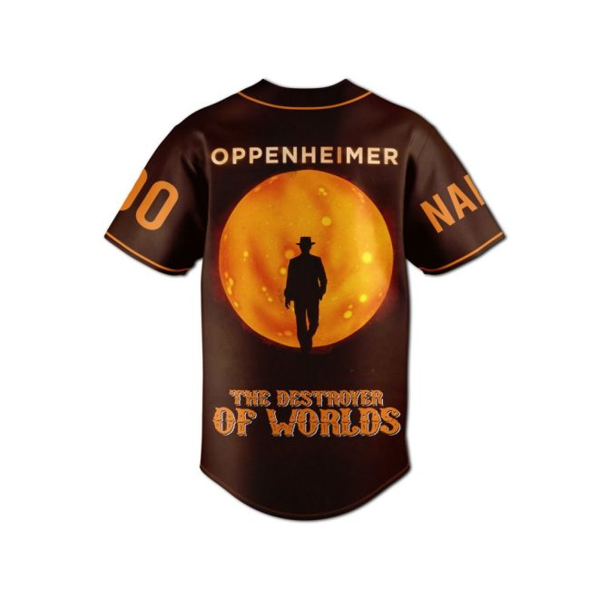 Custom Oppenheimer Baseball Jersey - The Destroyer Of Worlds Design, Personalized Name & Number - Image 3
