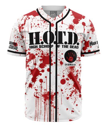 High School Of The Dead Anime Baseball Jersey - Blood Splatter Design, Unisex, Cosplay Apparel