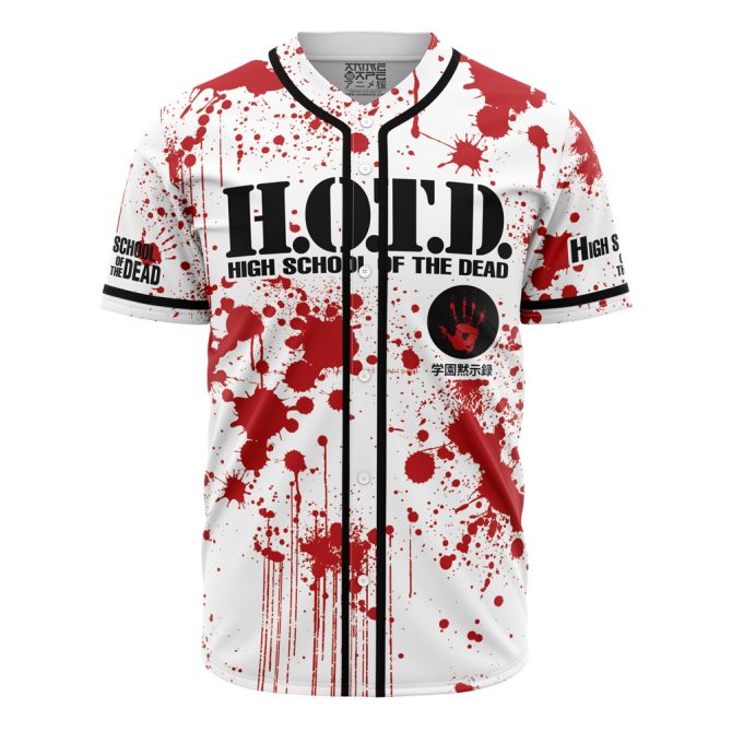 High School Of The Dead Anime Baseball Jersey - Blood Splatter Design, Unisex, Cosplay Apparel