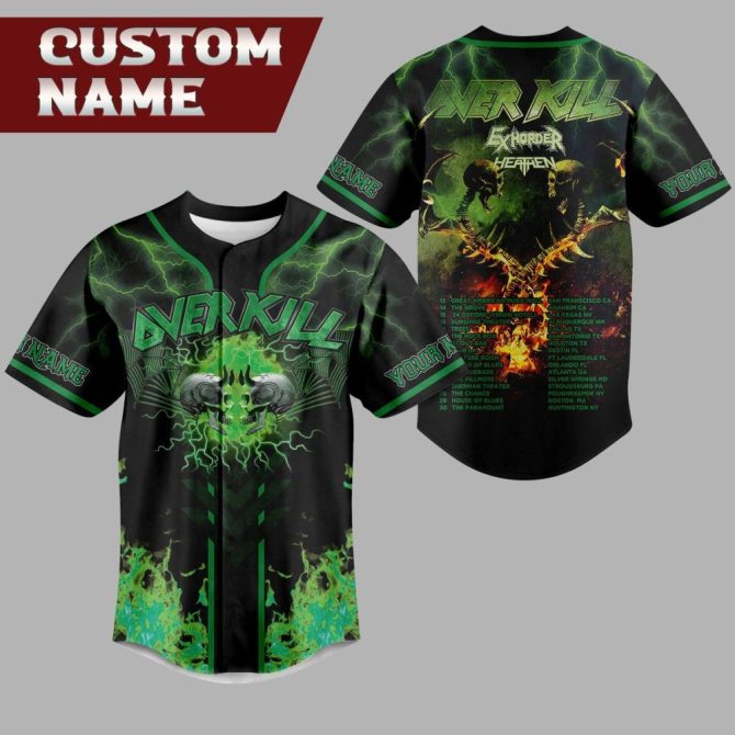 Custom Name Overkill Band Jersey – Personalized Metal Concert Tee With Tour Dates