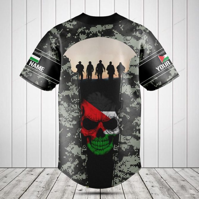 Custom Camouflage Jersey With Skull & Soldier Silhouette - Personalized Name & Flag - Image 2