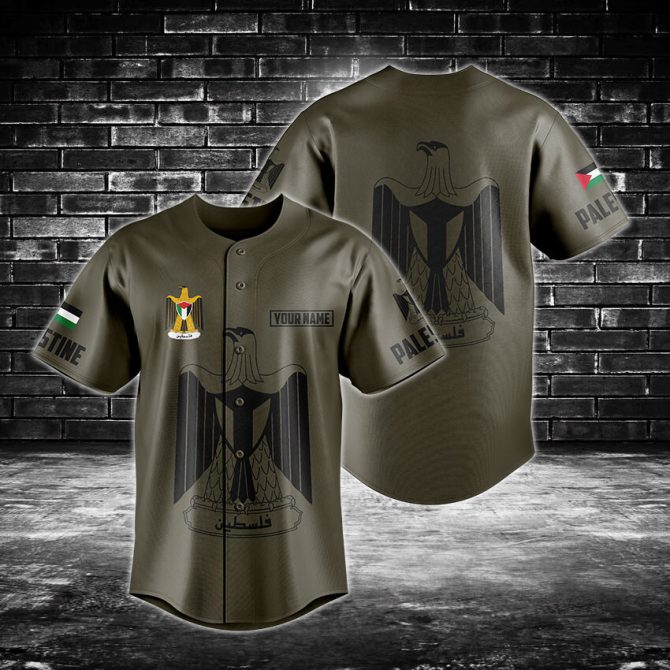 Custom Palestine Eagle Baseball Jersey - Personalized Name & Flag Design