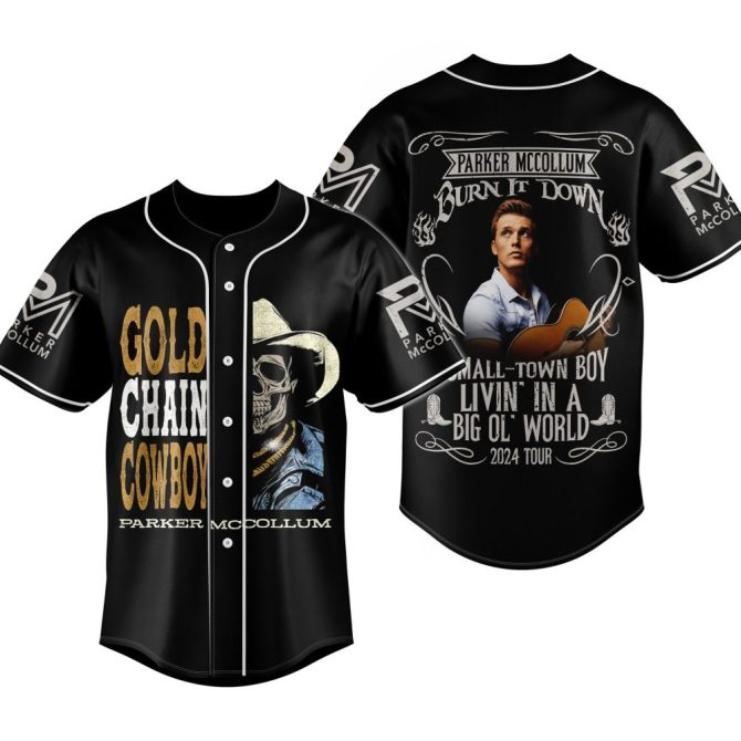 Gold Chain Cowboy Baseball Jersey – Parker Mccollum 2024 Tour Shirt, Limited Edition