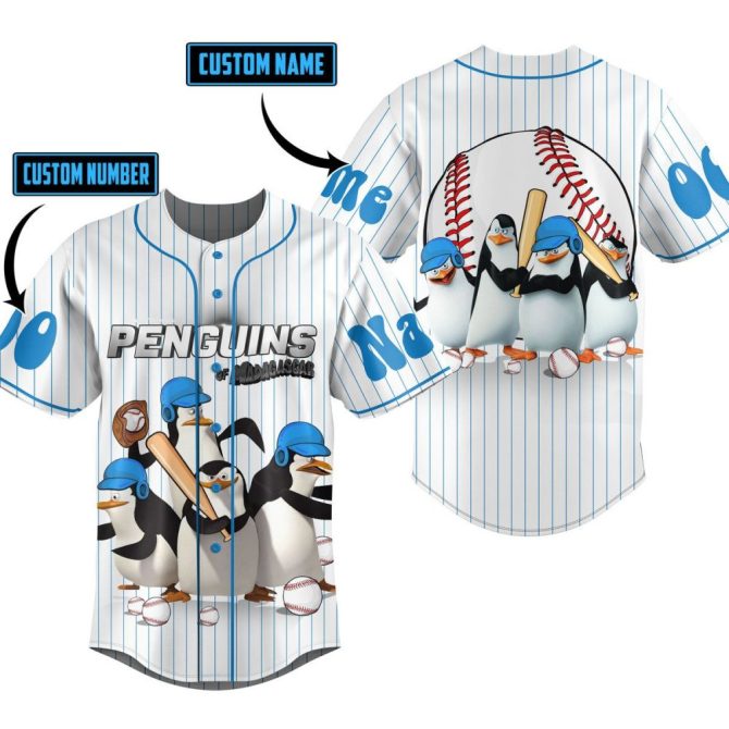 Customizable Penguins Baseball Jersey - Add Your Name & Number - Fun Sportswear For Fans