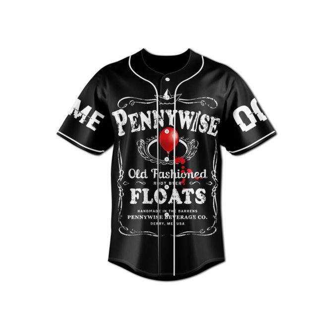 Custom Pennywise Baseball Jersey - Horror-Themed, Personalize With Name & Number - Stand Out With Unique Style - Image 3