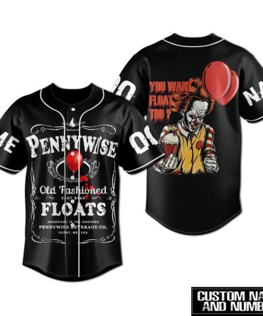 Custom Pennywise Baseball Jersey - Horror-Themed, Personalize With Name & Number - Stand Out With Unique Style