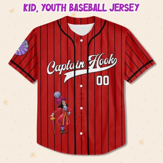 Custom Captain Hook Baseball Jersey For Kids/Youth/Adults – Personalized Name & Number - Image 3