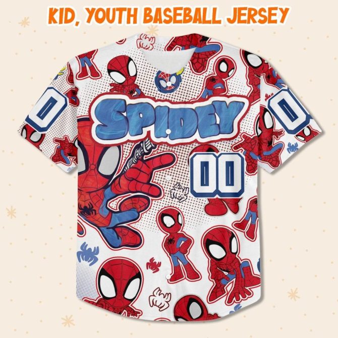 Custom Spidey Baseball Jersey For Kids/Youth/Adults – Personalize Your Superhero Style! - Image 3
