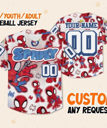 Custom Spidey Baseball Jersey For Kids/Youth/Adults – Personalize Your Superhero Style!