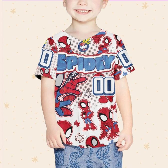 Custom Spidey Baseball Jersey For Kids/Youth/Adults – Personalize Your Superhero Style! - Image 4