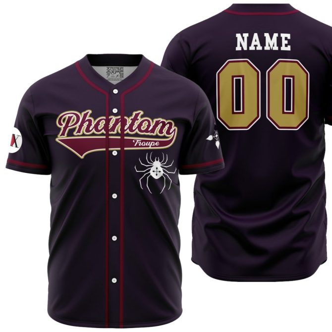Custom Phantom Troupe Baseball Jersey - Personalized Name & Number, Stylish Anime-Inspired Design