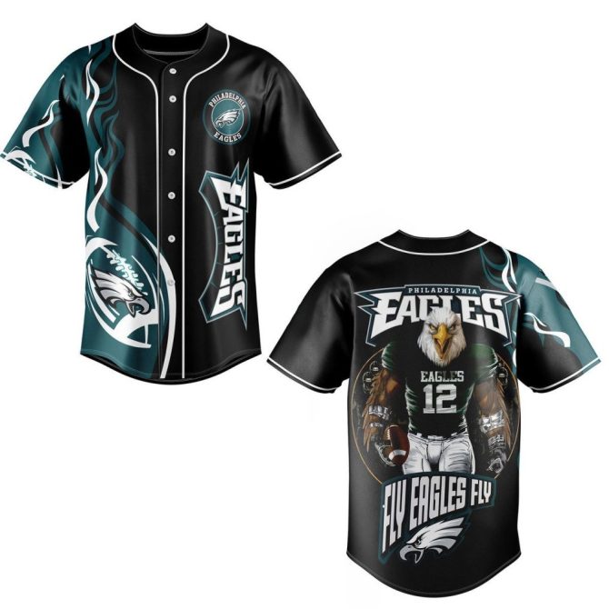 Fly Eagles Fly Jersey - Philadelphia Eagles Fan Baseball Shirt - Bold Graphic Design
