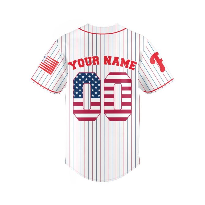 Custom Philadelphia Phillies Jersey - Personalize Name & Number - Patriotic Design - Image 3