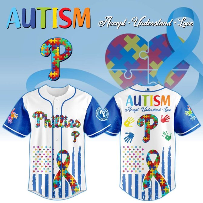 Autism Awareness Baseball Jersey - Embrace Acceptance , Colorful Puzzle Design , Support & Love