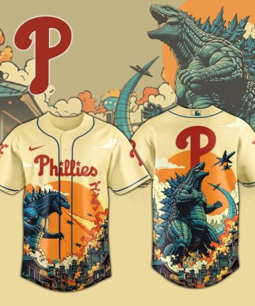 Exclusive Phillies X Godzilla Graphic Baseball Jersey – Limited Edition Fan Gear
