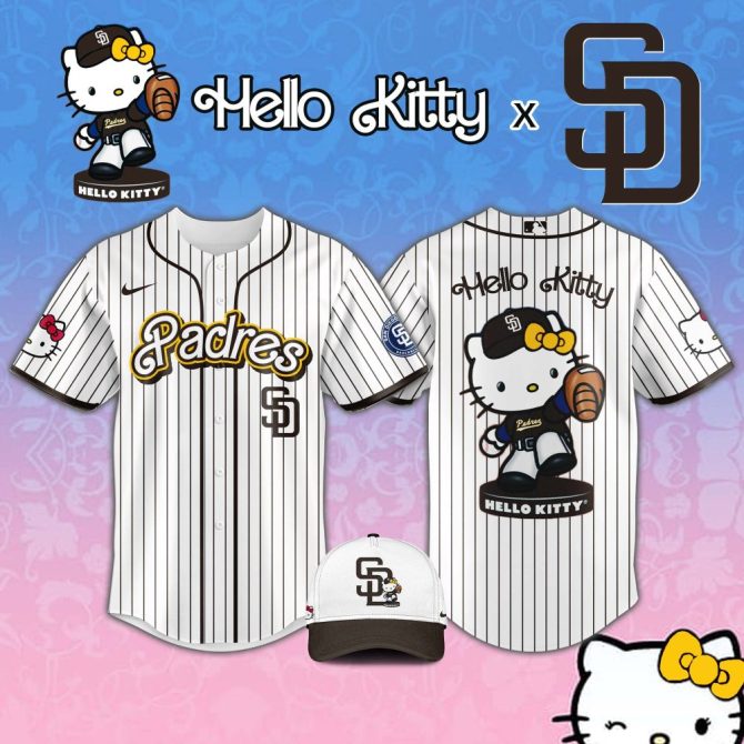 Hello Kitty X Padres Baseball Jersey & Cap Set – Limited Edition Fan Gear