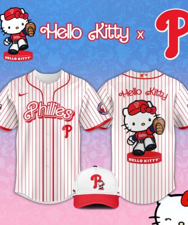 Hello Kitty X Phillies Jersey & Cap Set - Cute Baseball Fan Gear!