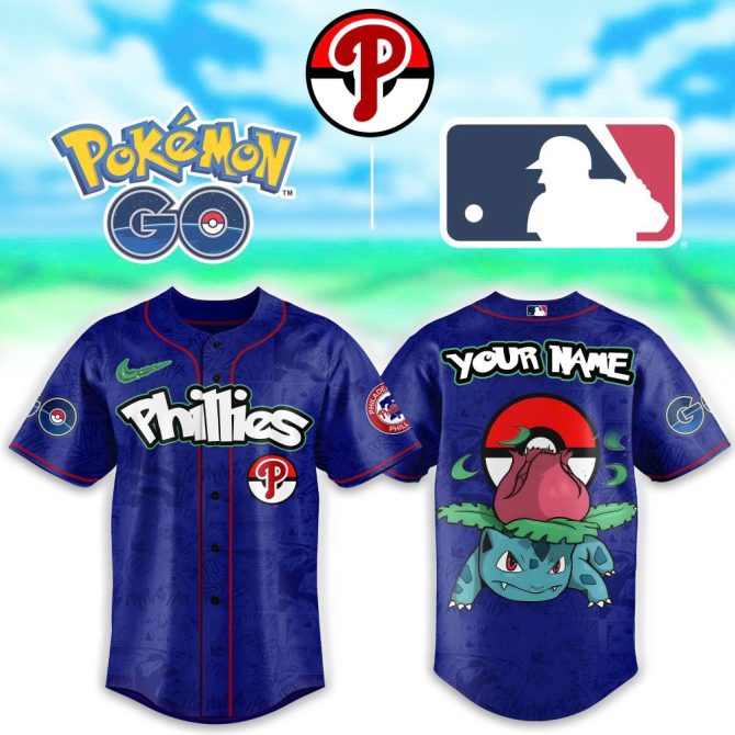 Custom Pokémon Go Phillies Jersey – Mlb Fan Gear With Your Name & Venusaur Design
