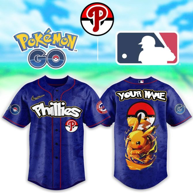 Custom Phillies Pokémon Go Jersey - Pikachu Edition, Personalized Name, Perfect For Mlb Fans!