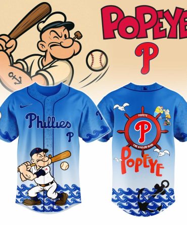 Limited Edition Popeye Baseball Jersey - Phillies Theme, Perfect For Fans!