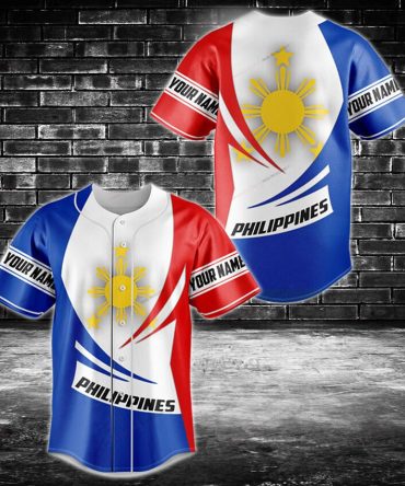 Customizable Philippines Flag Baseball Jersey – Show Your Pride With Personalized Name!