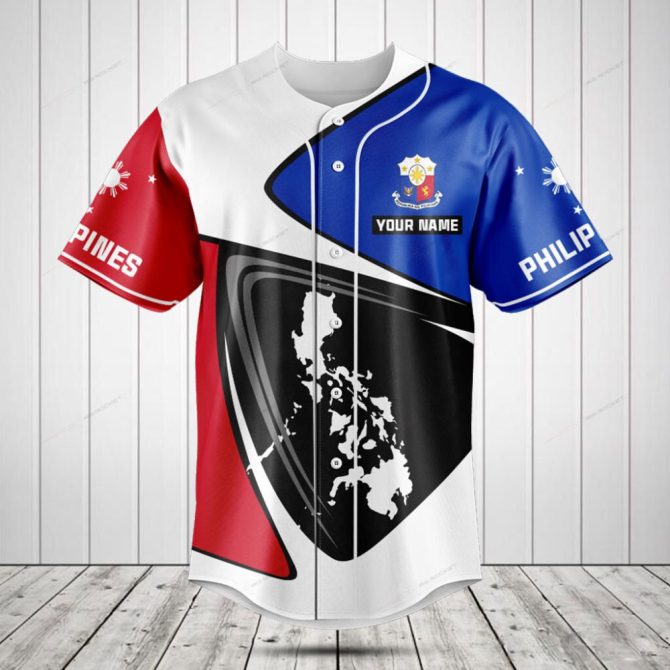 Custom Philippines Baseball Jersey – Personalized Name & Flag Design