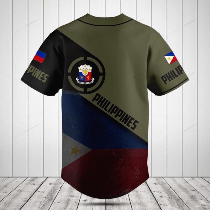 Custom Philippines Flag Baseball Jersey – Personalized Name & Flag Design - Image 2