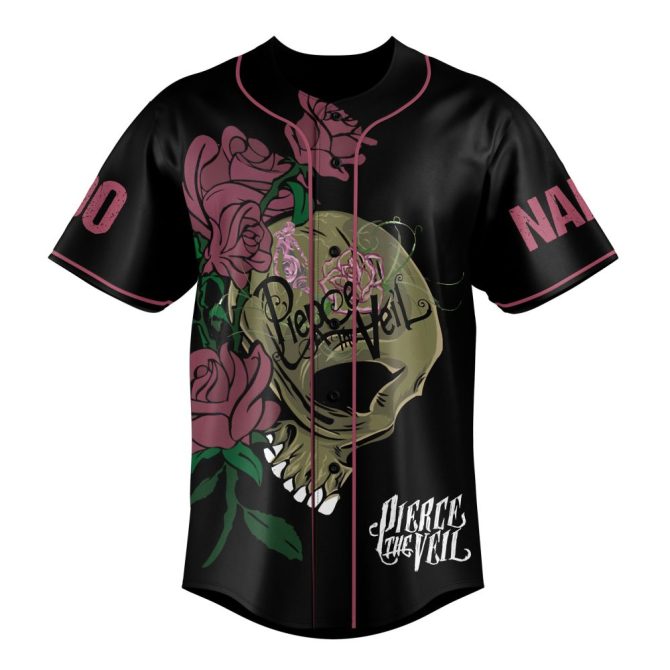 Custom Skull Rose Baseball Jersey - Personalized Name & Number - Stylish Gothic Apparel - Image 2