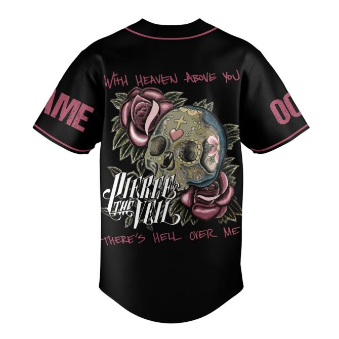 Custom Skull Rose Baseball Jersey - Personalized Name & Number - Stylish Gothic Apparel - Image 3
