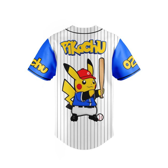 Customize Your Pikachu Baseball Jersey – Personalized Name & Number – Perfect For Pokémon Fans! - Image 3