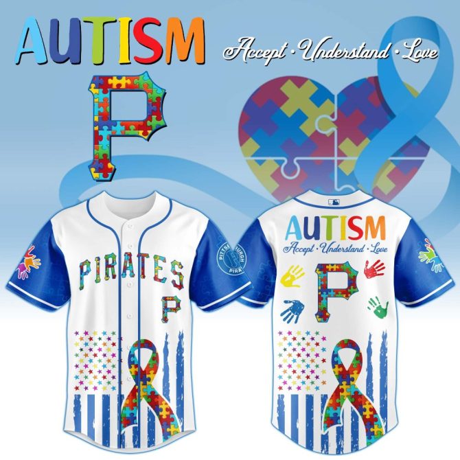 Autism Awareness Baseball Jersey - Colorful Puzzle Design & Support Ribbon