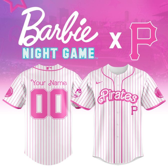 Custom Barbie Night Game Jersey - Personalized Pink Pirates Baseball Shirt