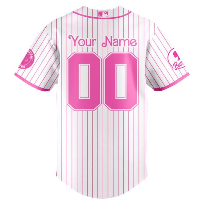 Custom Barbie Night Game Jersey - Personalized Pink Pirates Baseball Shirt - Image 3