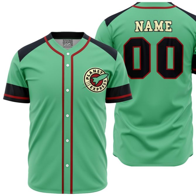 Custom Green Baseball Jersey – Futuristic Planet Design, Personalized Name & Number