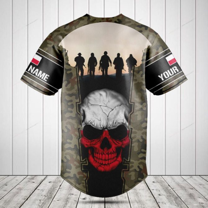 Custom Camo Skull Baseball Jersey – Personalized Name, Military Style, Unisex - Image 2