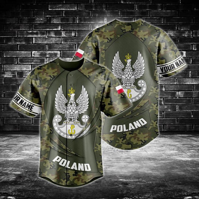 Customizable Poland Camo Jersey - Personalized Name & Eagle Emblem