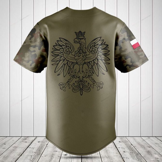 Custom Polish Eagle Camo Baseball Jersey - Personalize With Your Name, Perfect Gift For Poland Fans - Image 2