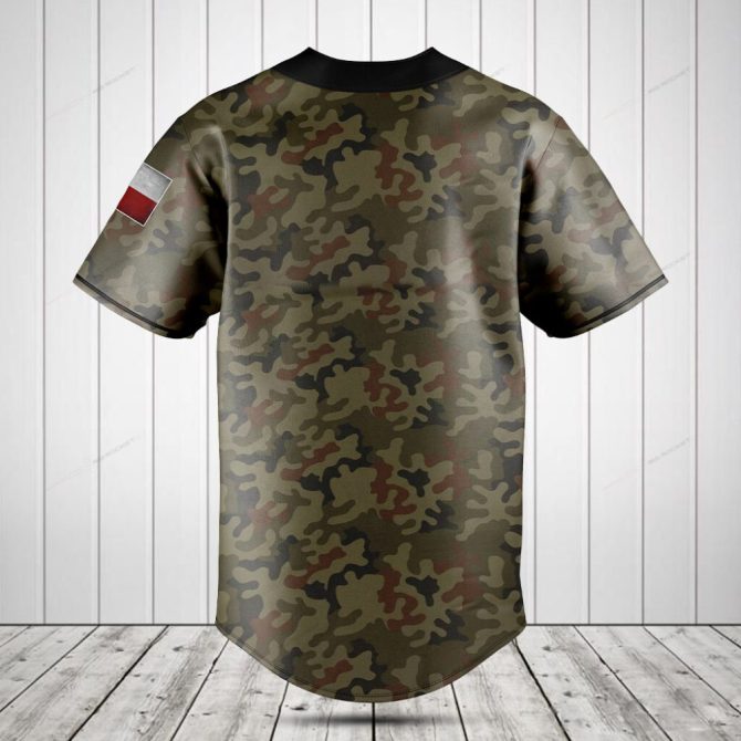 Customizable Poland Flag Camo Baseball Jersey - Personalized Name & Design - Image 2